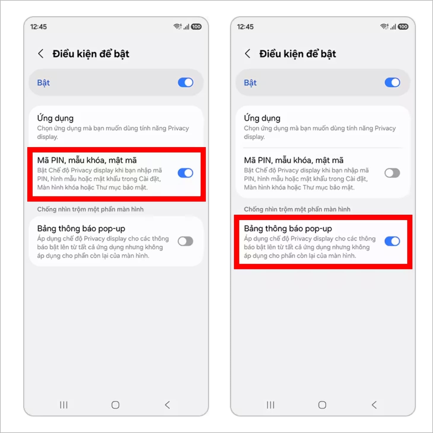 Bạn có thể tùy chỉnh Privacy Display cho phần mã hóa, mã PIN và thông báo Pop-up Bạn có thể tùy chỉnh Privacy Display cho phần mã hóa, mã PIN và thông báo Pop-up