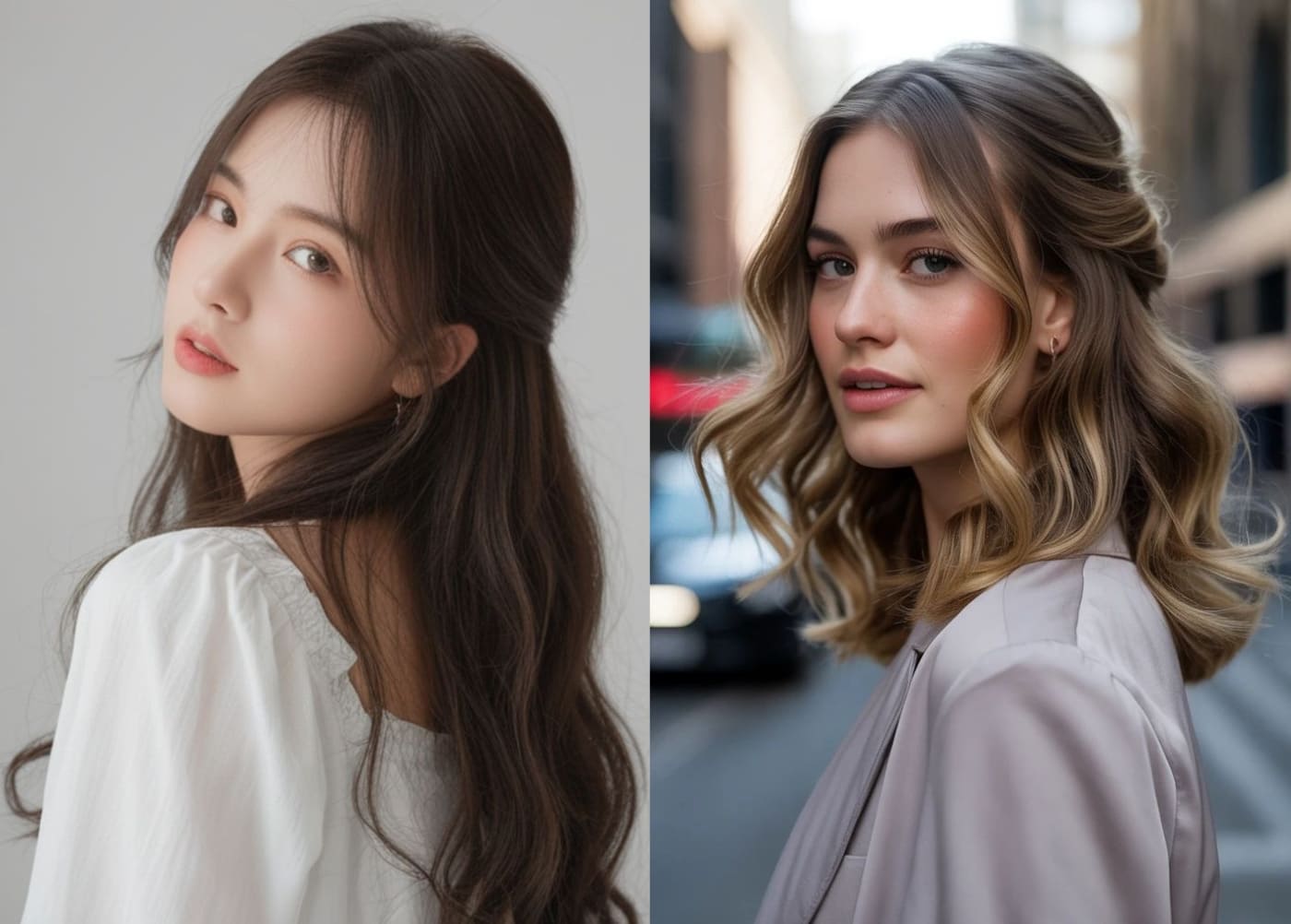 Kiểu tóc buộc nửa đầu dịu dàng