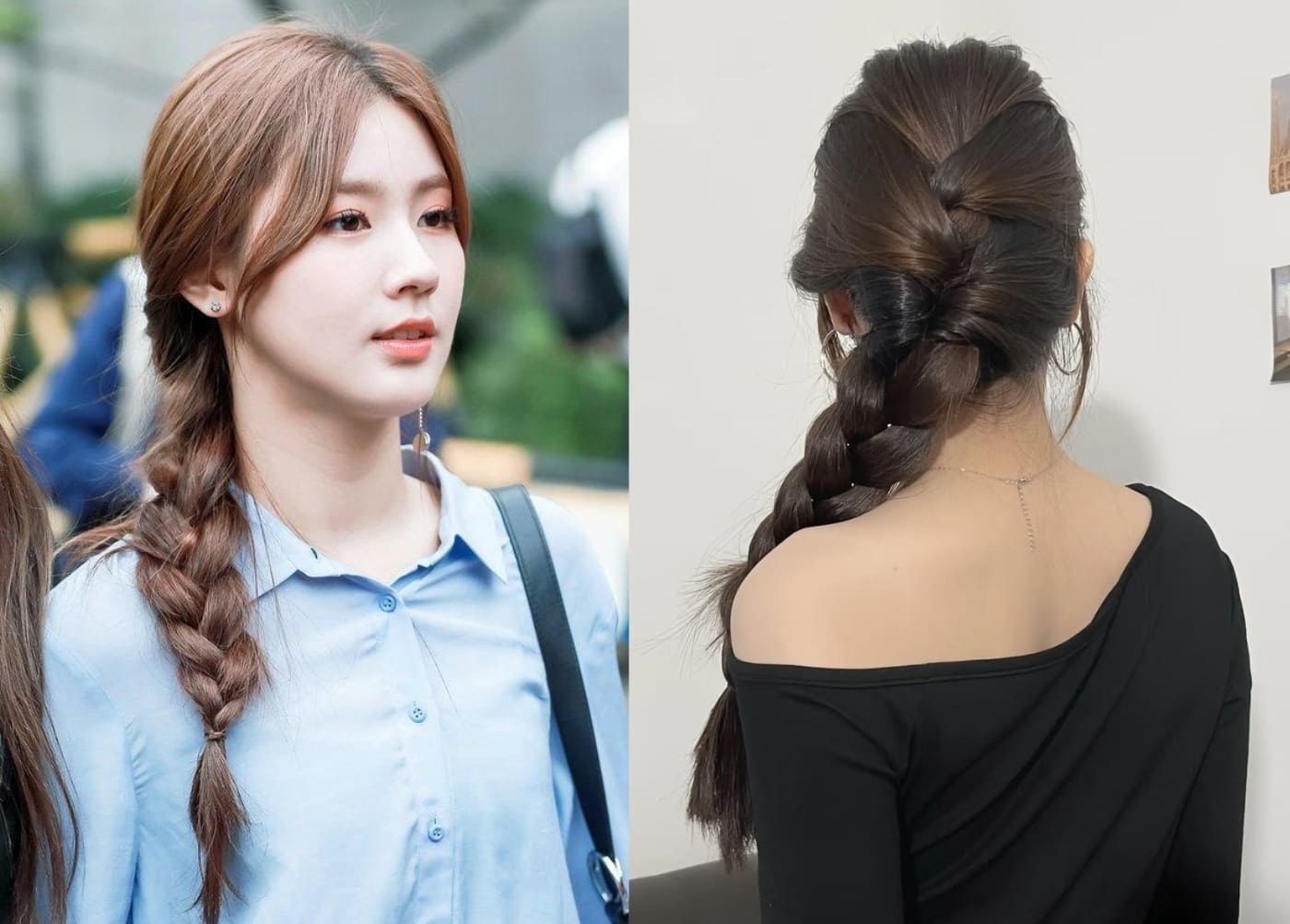 Kiểu tóc tết lệch vai thanh thoát