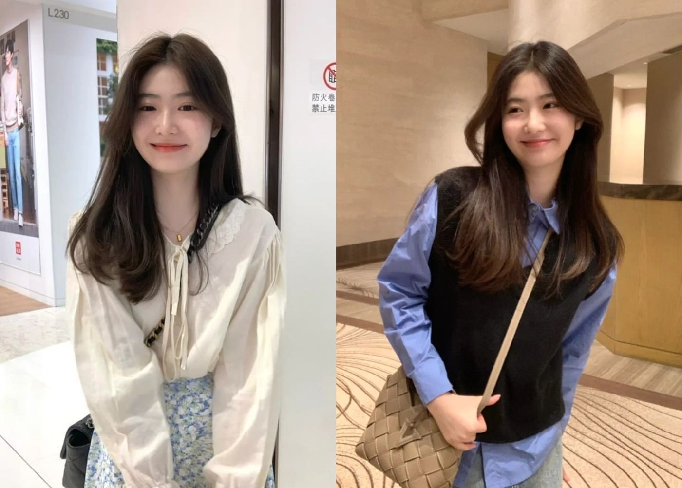 Kiểu tóc ngang lưng uốn đuôi chữ C thanh lịch