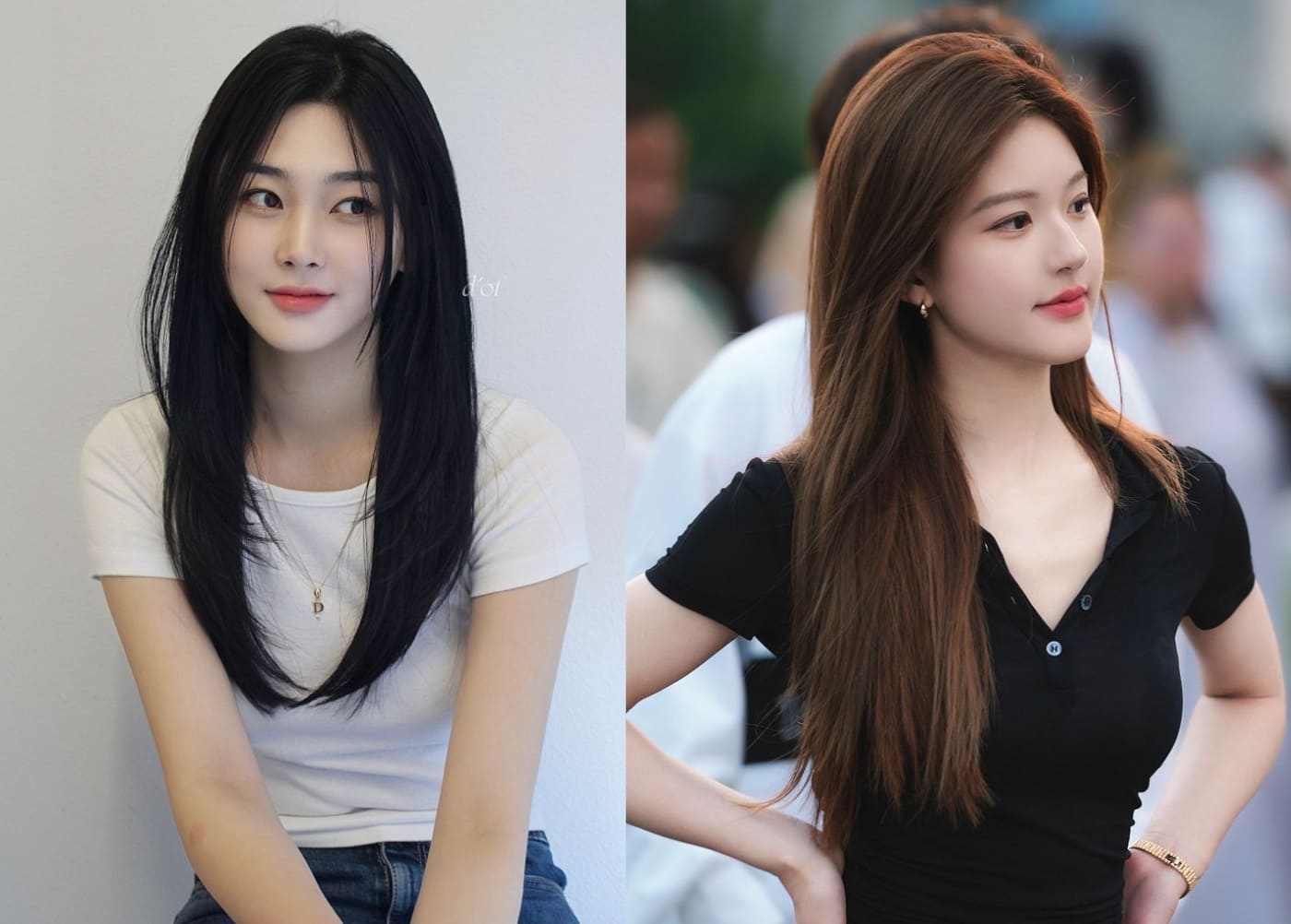 Kiểu tóc thẳng suôn mượt rẽ ngôi