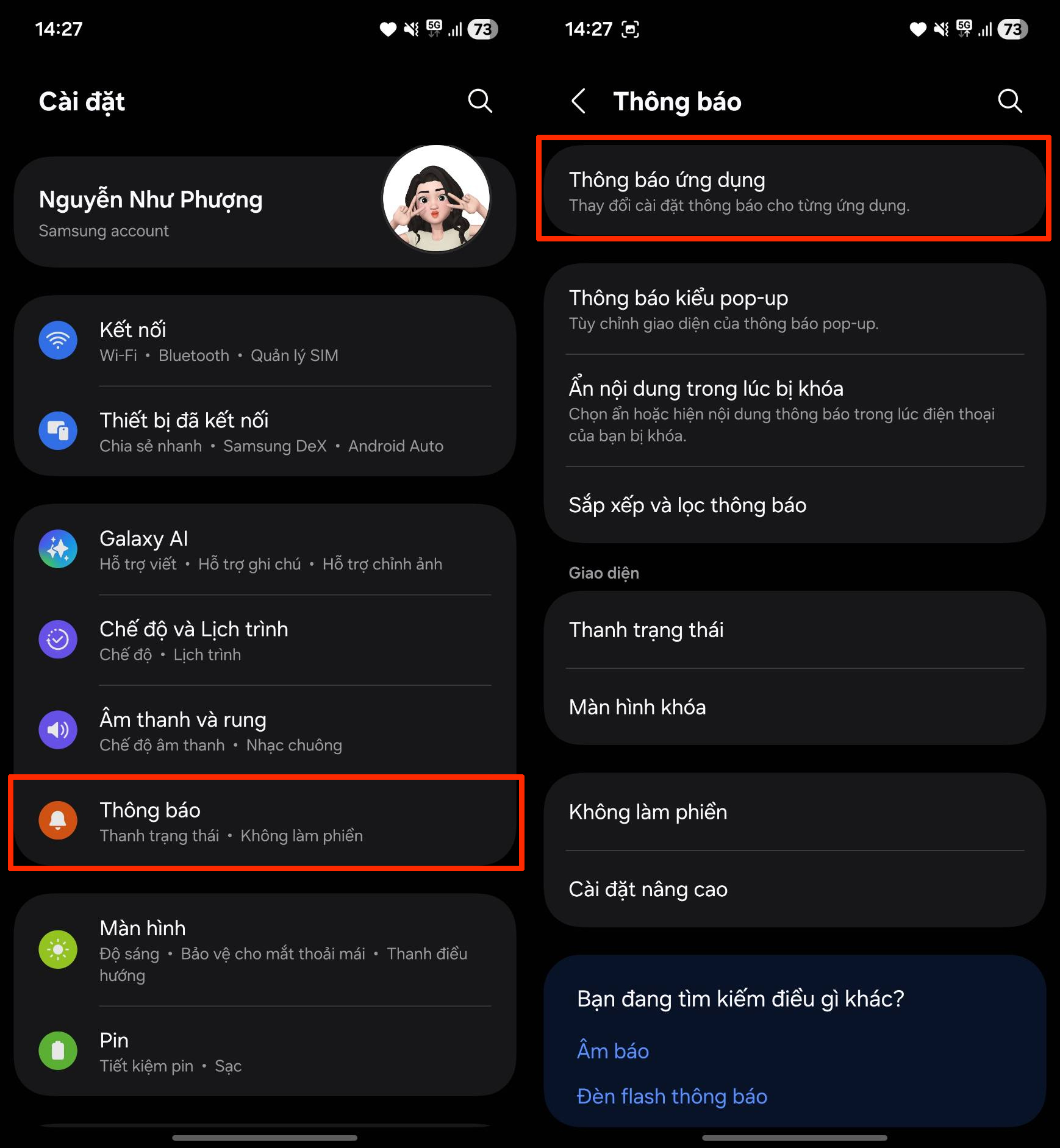 Cách cài âm thông báo cho từng ứng dụng samsung