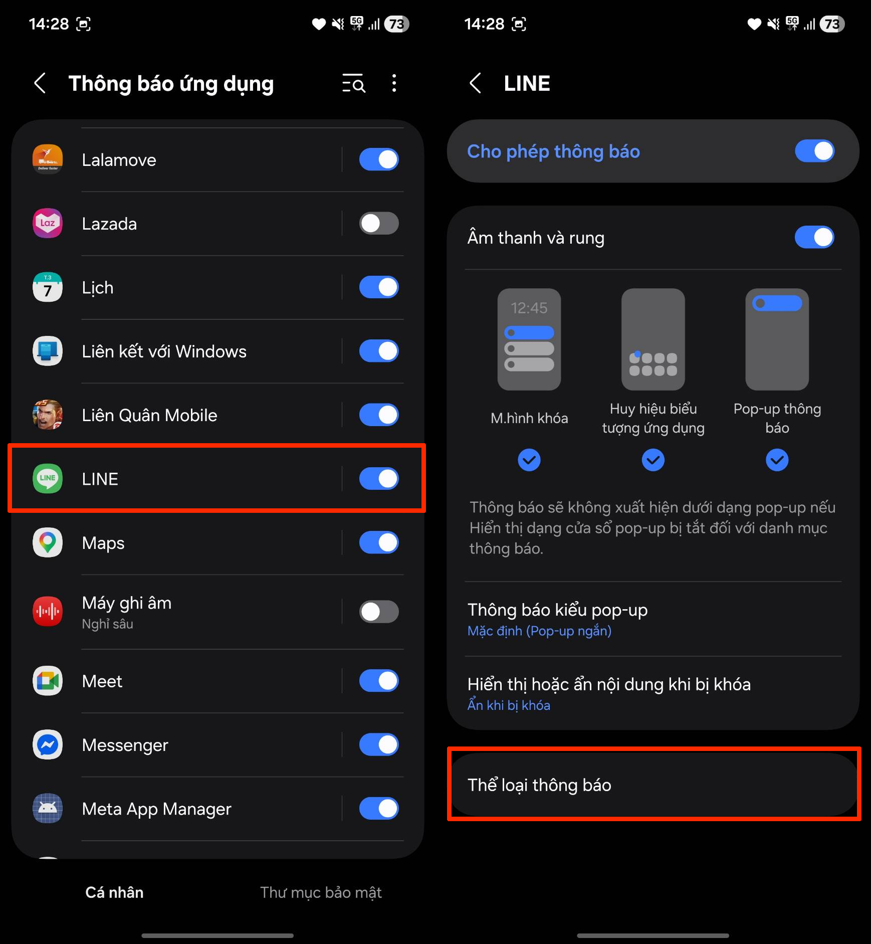 Cách cài âm thông báo cho từng ứng dụng samsung