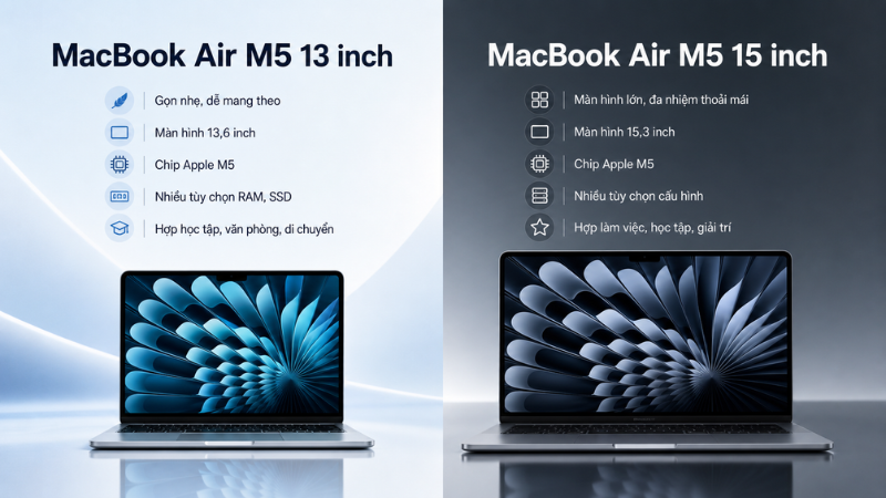 MacBook Air M5 2026 Giá rẻ, chip mạnh, trả góp 0%, tặng PMH