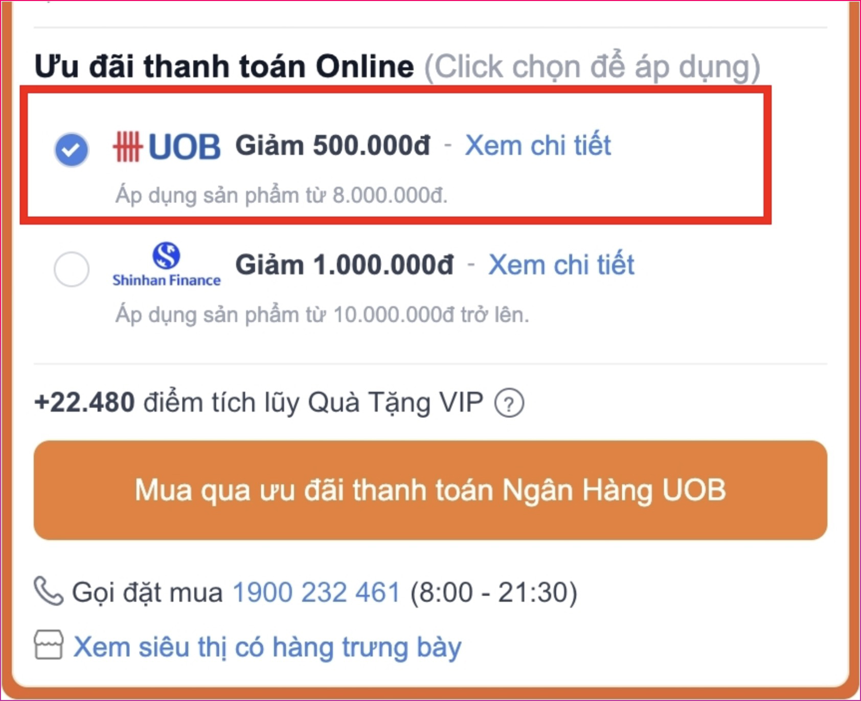 Thanh toán qua thẻ UOB, giảm 500K cho tất cả sản phẩm thanh toán từ 8 triệu tại ĐMX và TGDĐ