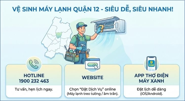 Hướng dẫn cách đặt lịch vệ sinh máy lạnh quận 12