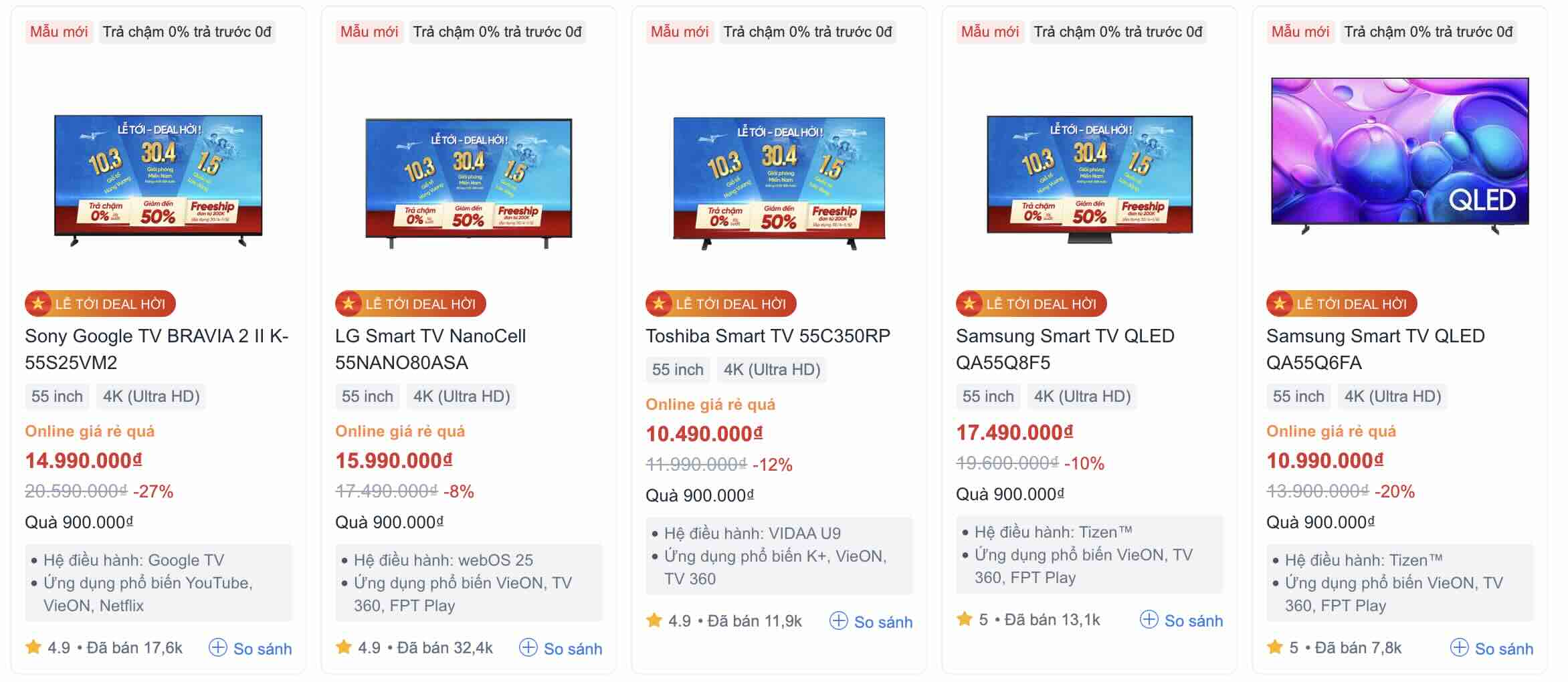 Gợi ý một số mẫu tivi 55 inch giá cả hợp lý Gợi ý một số mẫu tivi 55 inch giá cả hợp lý