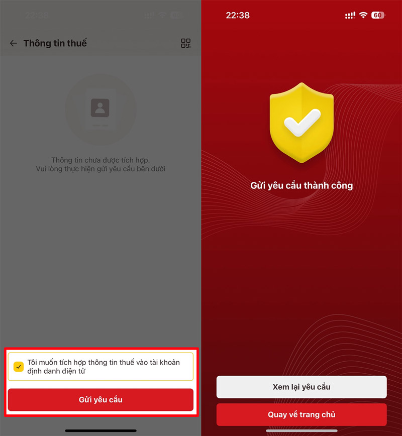 Tick đồng ý điều khoản, nhấn Gửi yêu cầu và chờ xác nhận
