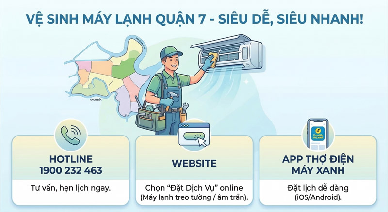 Hướng dẫn cách đặt lịch vệ sinh máy lạnh quận 7