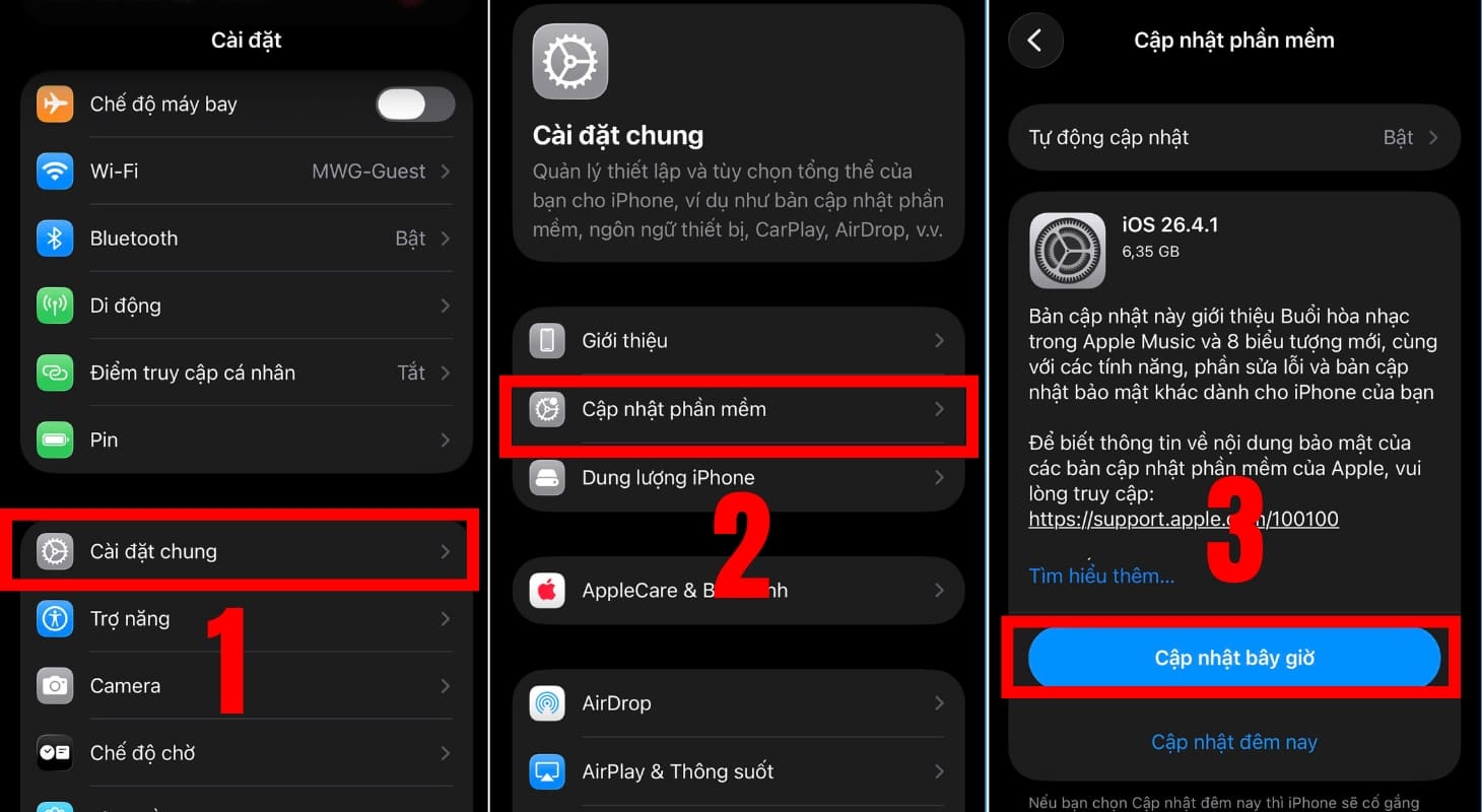 Cập nhật phần mềm iOS mới để khắc phục lỗi iPhone đang sạc bị dừng