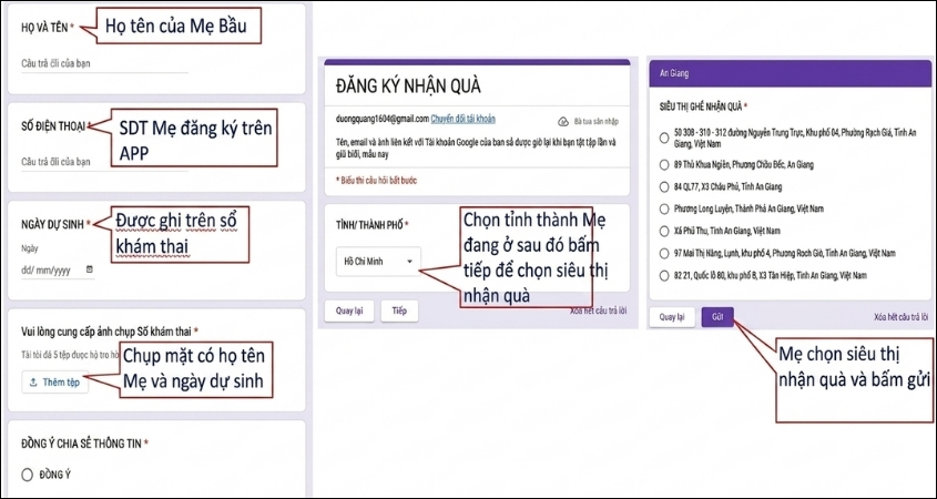 Điền đầy đủ thông tin để nhận quà từ AVAKids