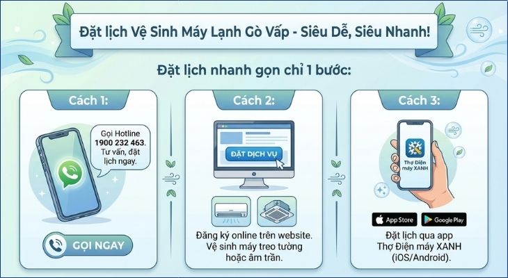 Hướng dẫn cách đặt lịch vệ sinh máy lạnh Gò Vấp