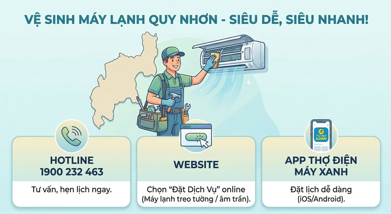 Hướng dẫn cách đặt lịch vệ sinh máy lạnh Quy Nhơn