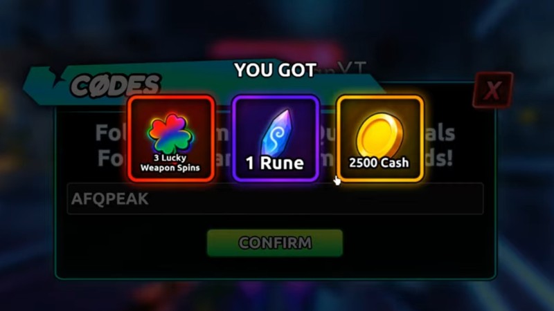 Nhấn xác nhận để nhận thưởng và kiểm tra vật phẩm trong tài khoản