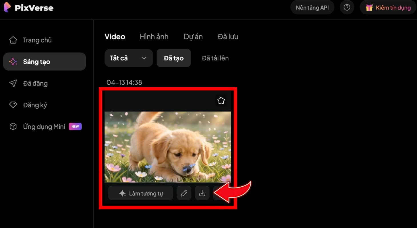 Tại video đã tạo về máy Tại video đã tạo về máy