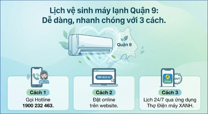 Hướng dẫn đặt lịch vệ sinh máy lạnh tại Quận 9 dễ dàng, nhanh gọn Hướng dẫn đặt lịch vệ sinh máy lạnh tại Quận 9 dễ dàng, nhanh gọn