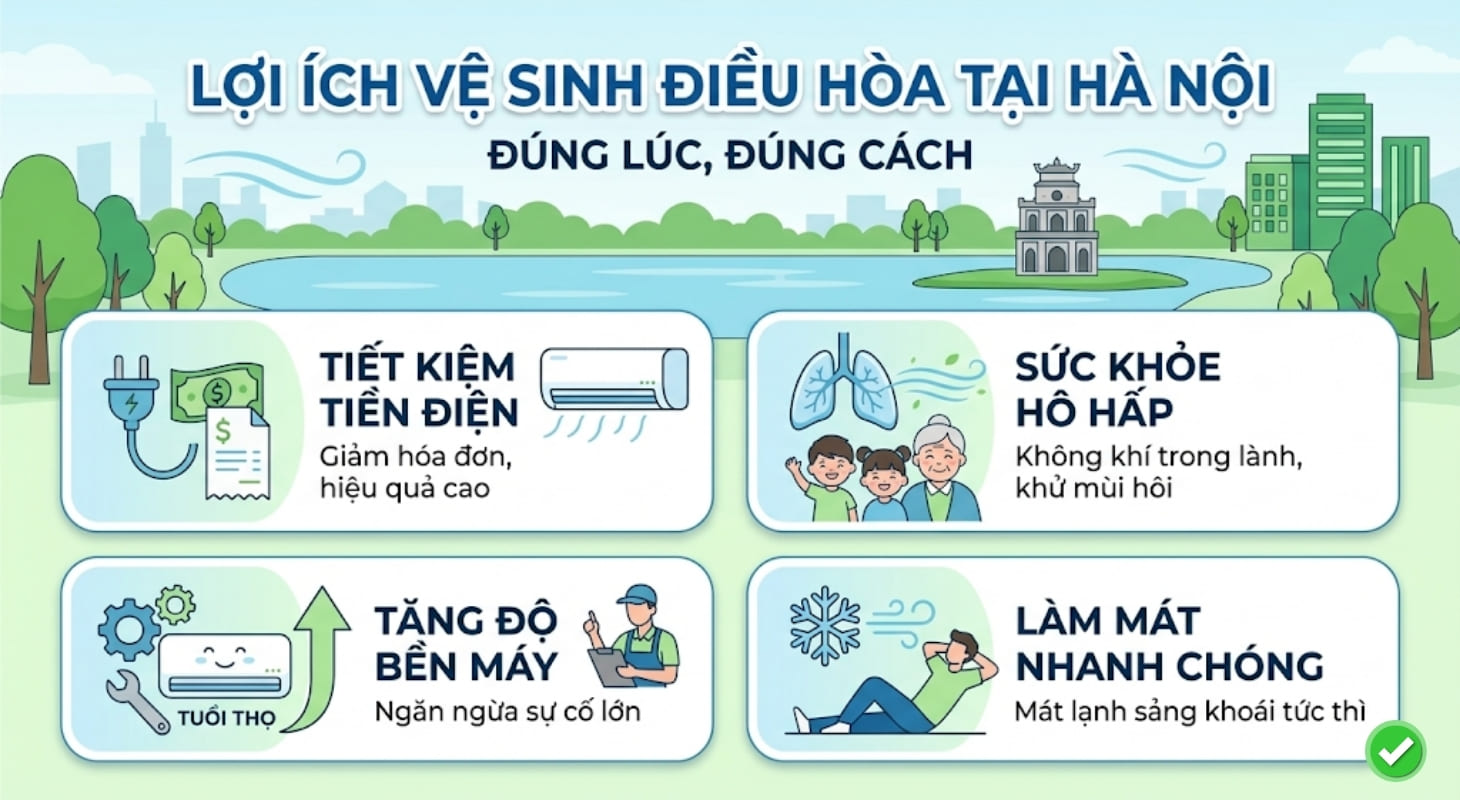 Lợi ích khi vệ sinh điều hòa đúng lúc và đúng cách