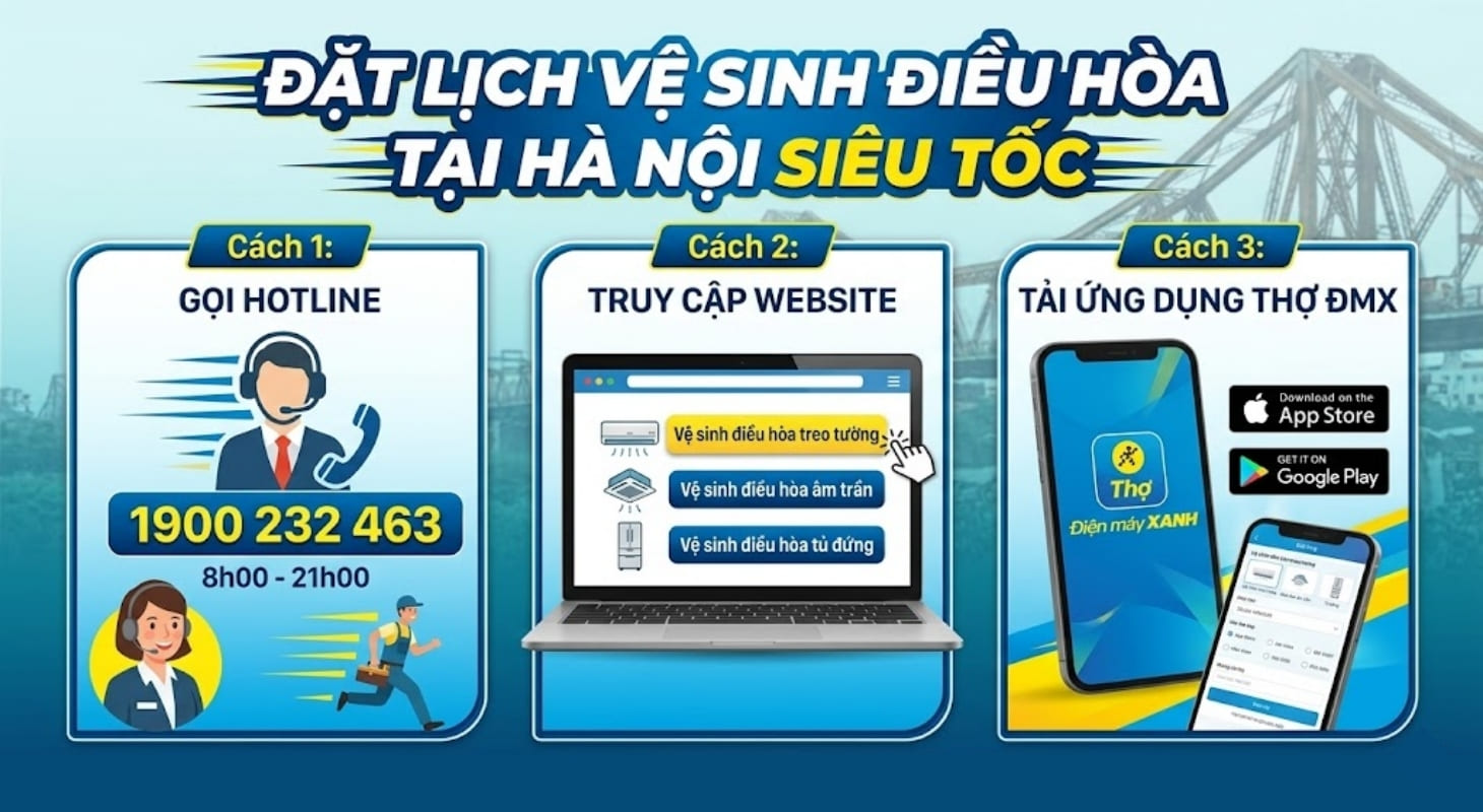 Hướng dẫn cách đặt lịch vệ sinh điều hòa tại Hà Nội
