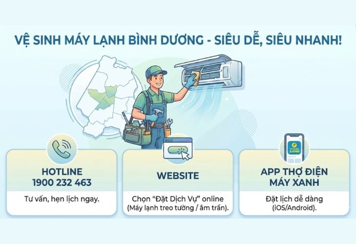 Hướng dẫn cách đặt lịch vệ sinh máy lạnh Bình Dương