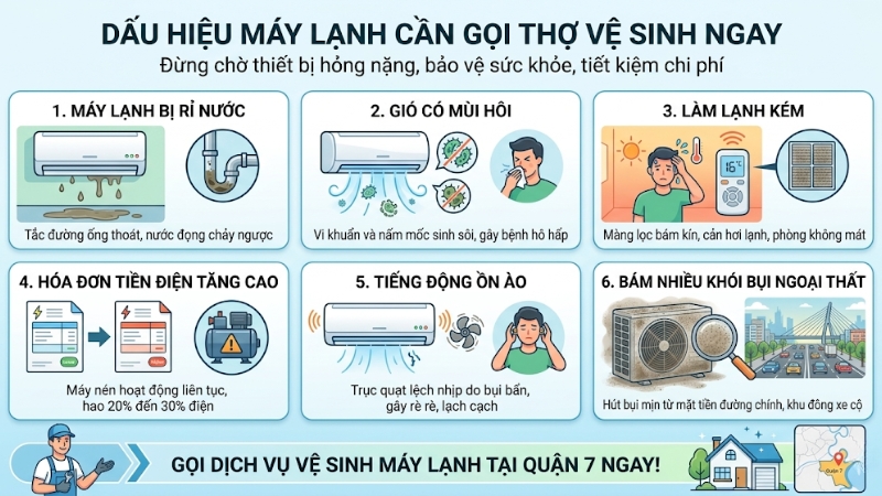 Dấu hiệu m&aacute;y lạnh cần gọi thợ vệ sinh ngay