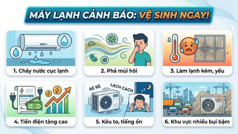 Dấu hiệu m&aacute;y lạnh cần gọi thợ vệ sinh ngay