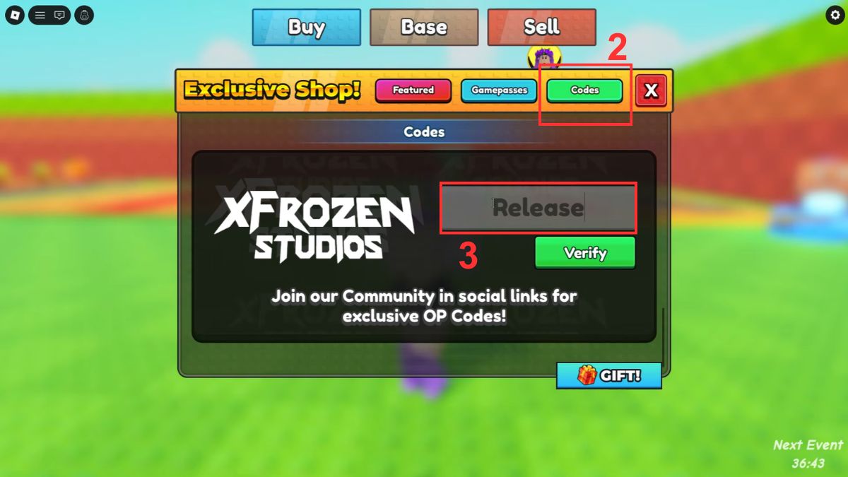 Chọn tab Codes, nhập hoặc dán mã code vào ô trống