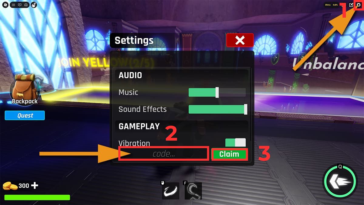Cách nhập code Hooked (Dính móc) Roblox 