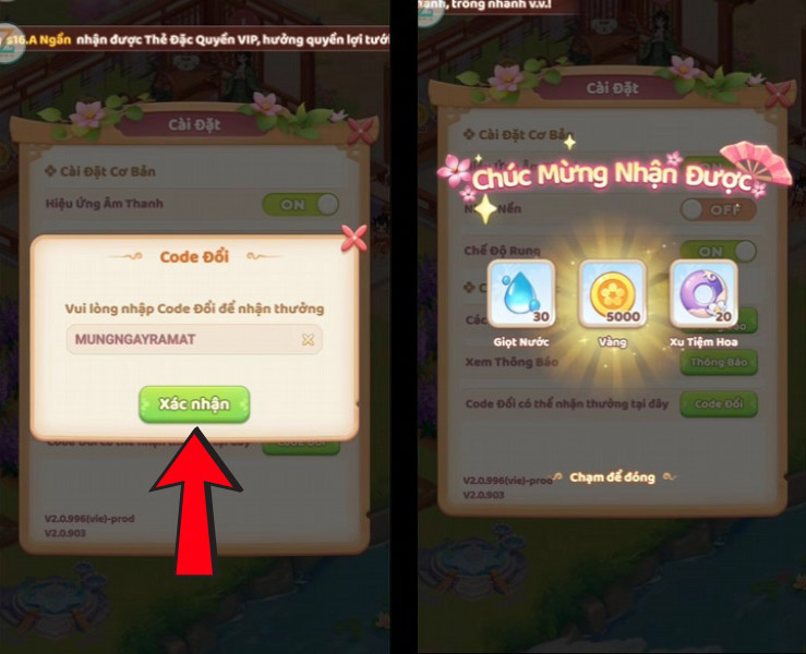 Nhập code Thế Giới Hoa Viên Của Tôi