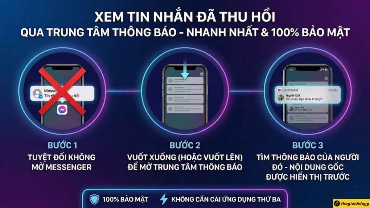 Xem tin nhắn đ&atilde; thu hồi qua Trung t&acirc;m th&ocirc;ng b&aacute;o 