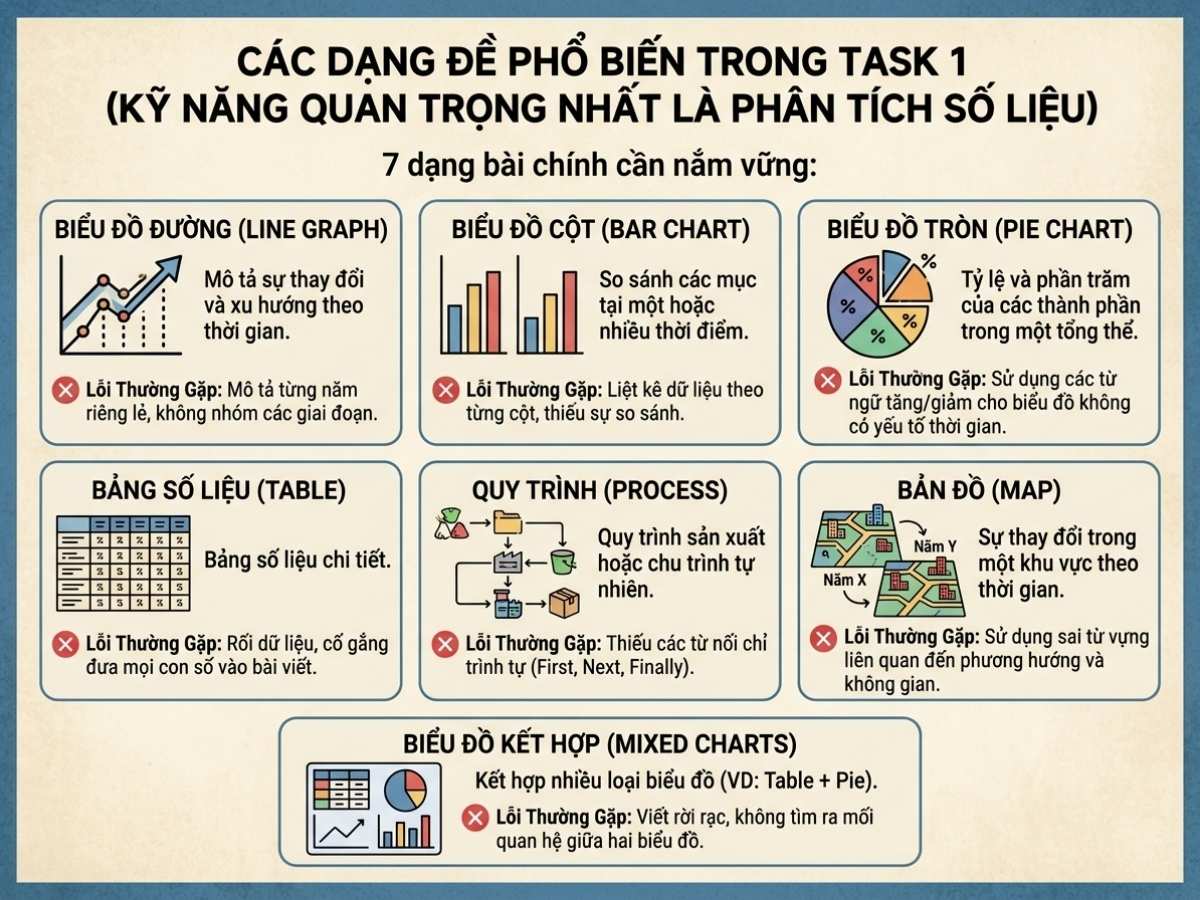 C&aacute;c dạng đề thường gặp trong Task 1