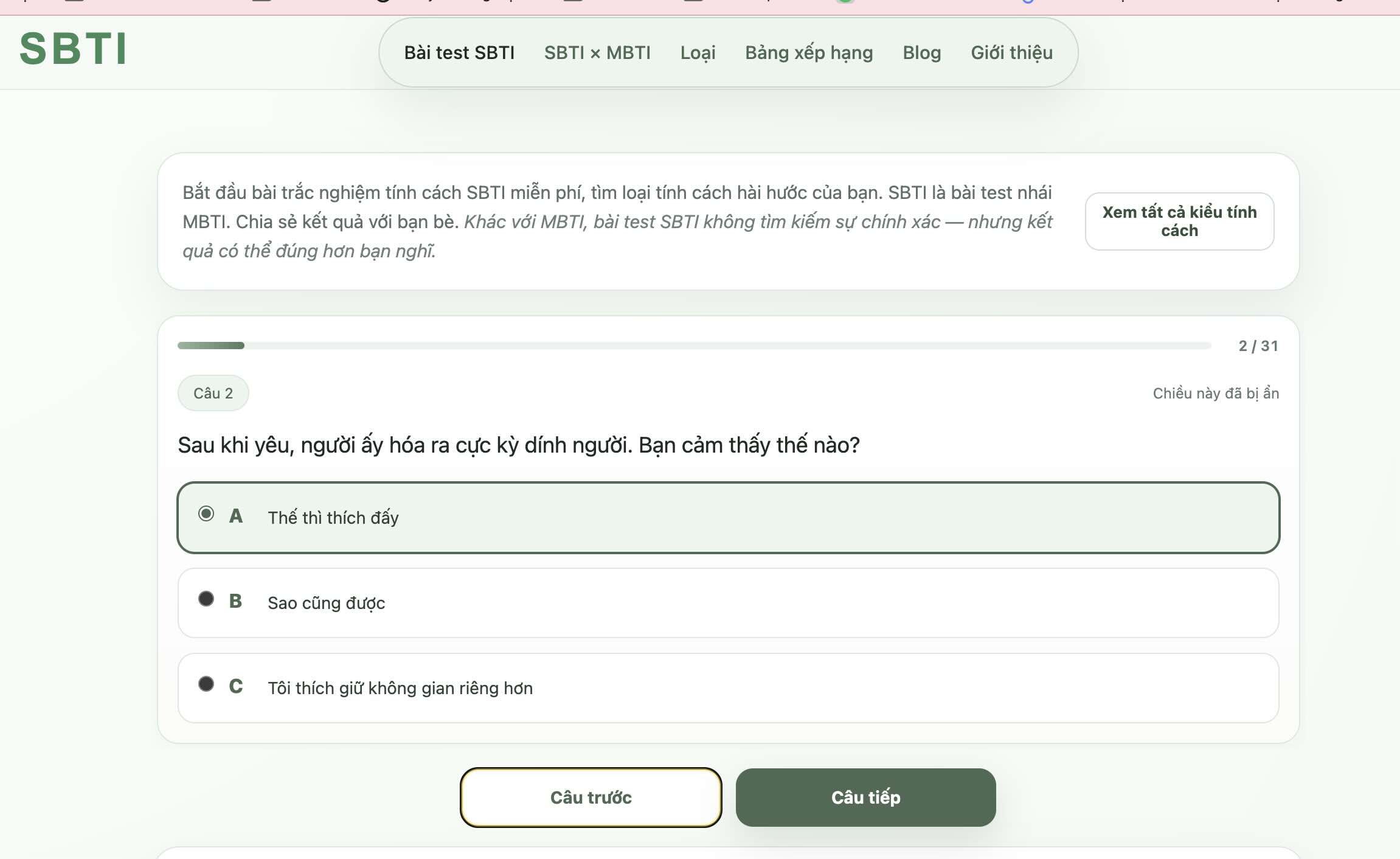 Bắt đầu l&agrave;m b&agrave;i test