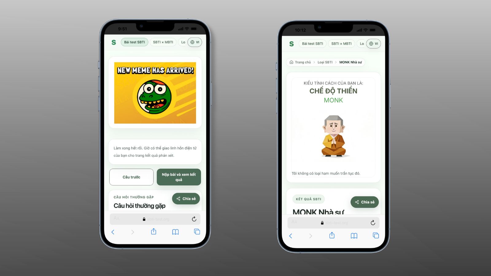 Xem kết quả b&agrave;i test