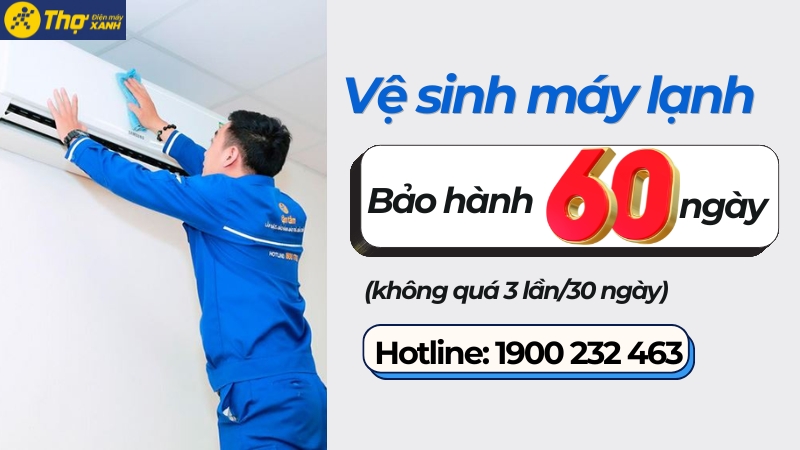 Bảo hành 60 ngày sau khi vệ sinh máy lạnh Bảo hành 60 ngày sau khi vệ sinh máy lạnh