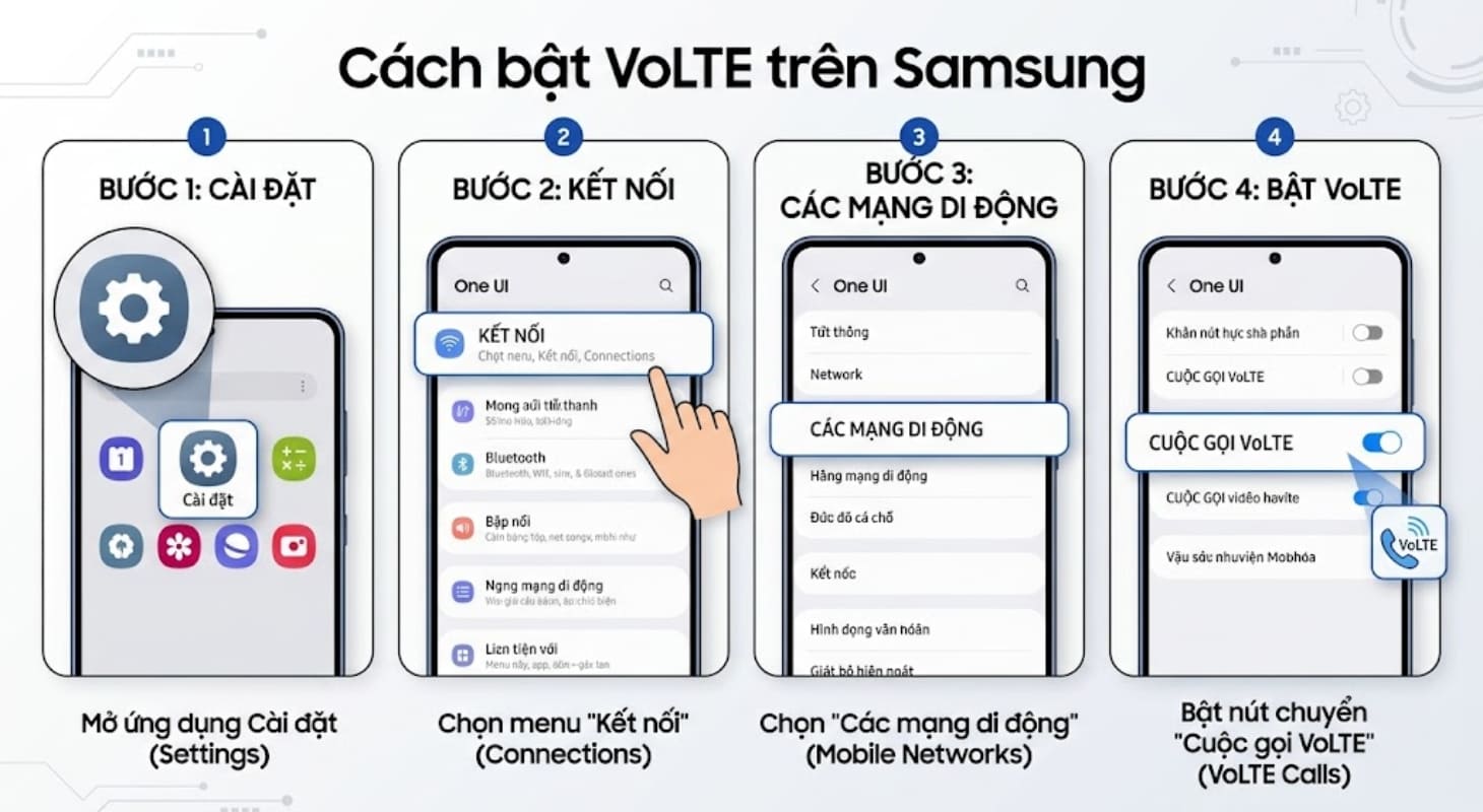 Cách bật cuộc gọi VoLTE trên điện thoại Samsung Cách bật cuộc gọi VoLTE trên điện thoại Samsung