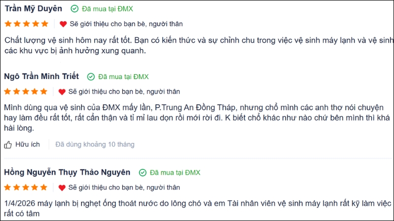 Khách hàng chấm điểm 4.5/5 sao cho chất lượng dịch vụ rửa máy lạnh Khách hàng chấm điểm 4.5/5 sao cho chất lượng dịch vụ rửa máy lạnh