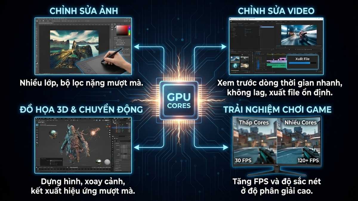 T&aacute;c động của số nh&acirc;n GPU đến hiệu năng