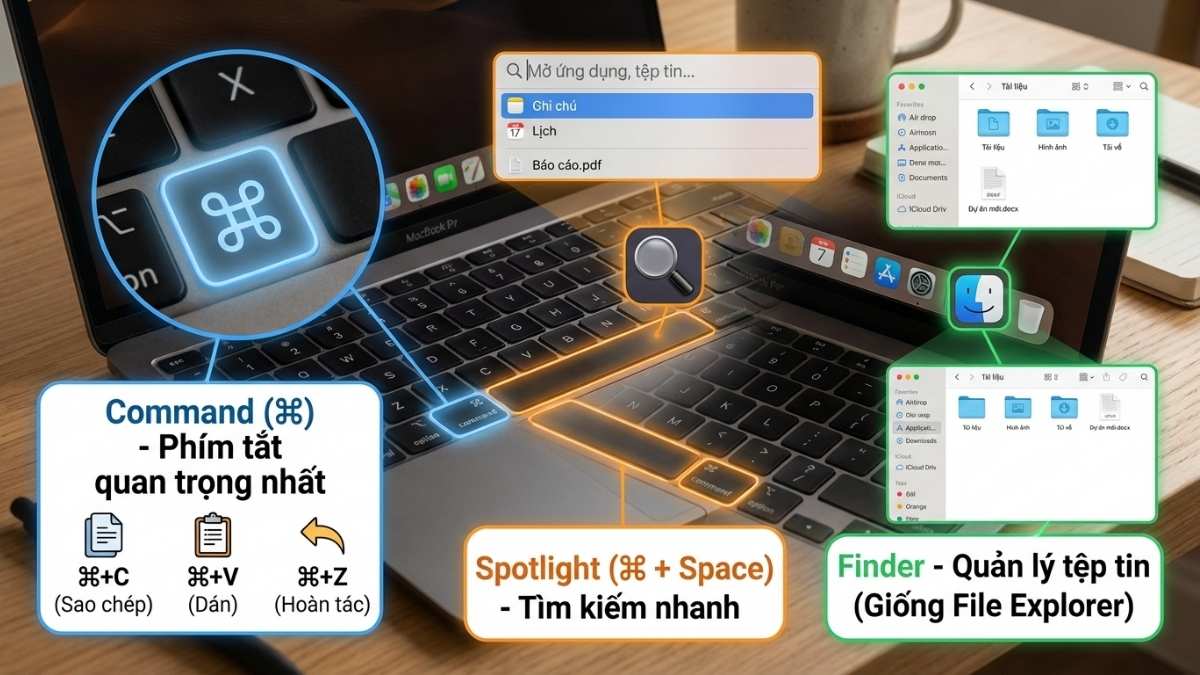 Command, Spotlight v&agrave; Finder