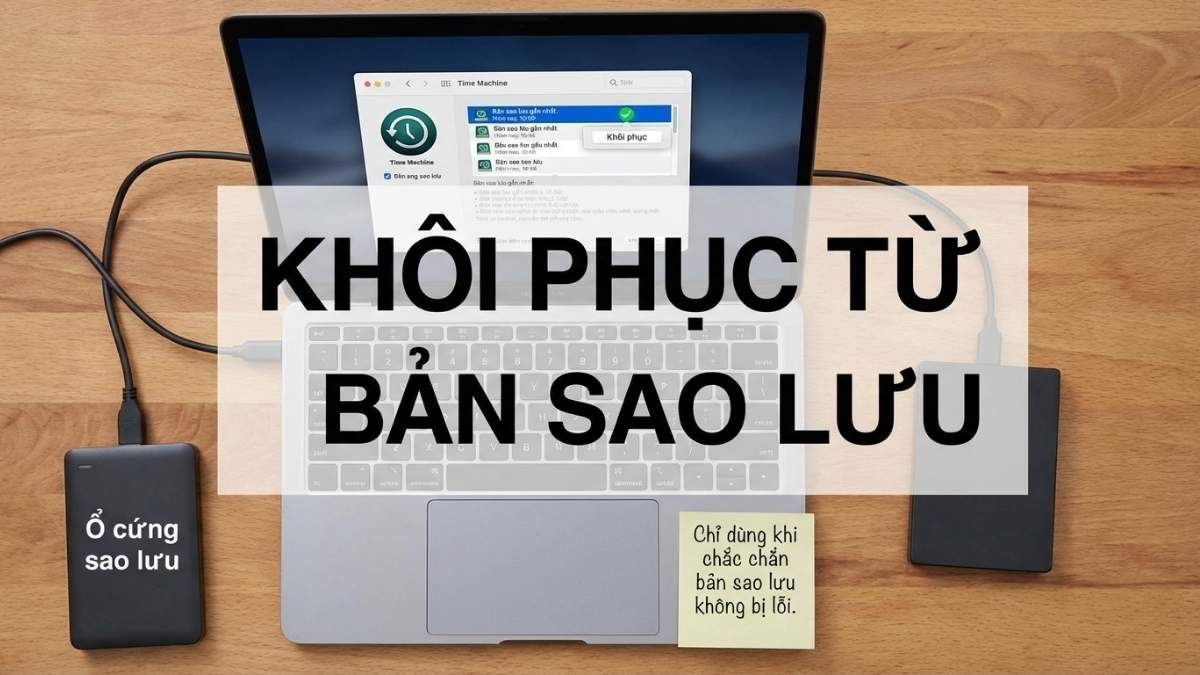Kh&ocirc;i phục từ Time Machine hoặc ổ đĩa sao lưu