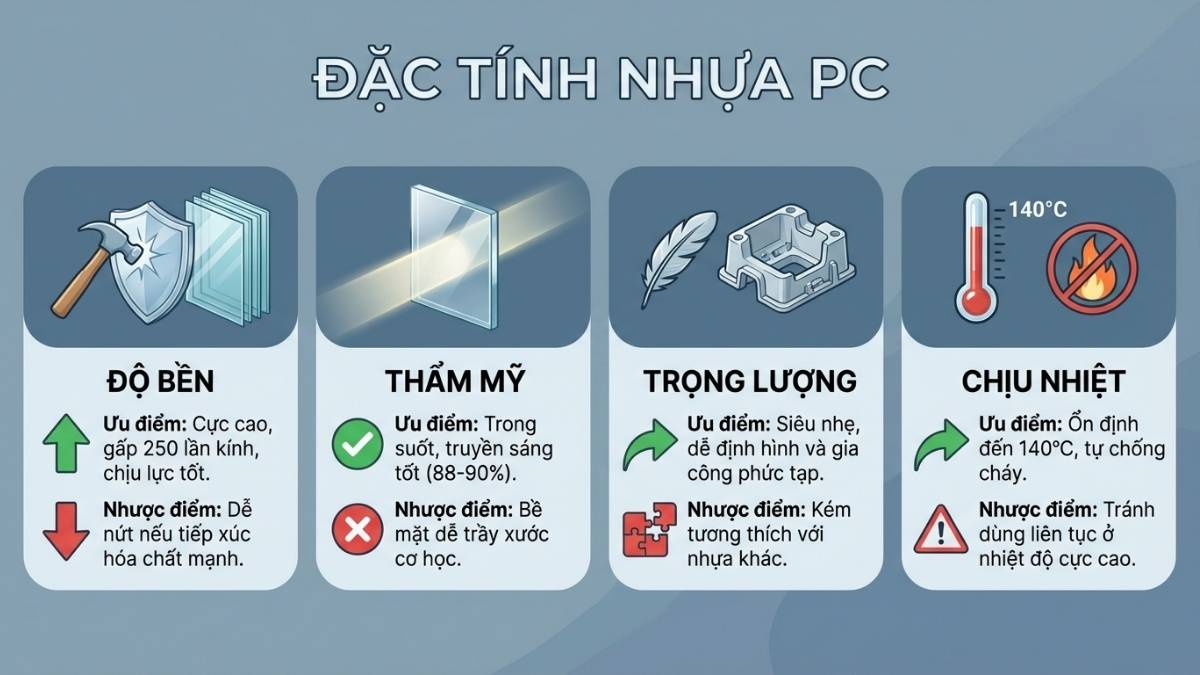 Đặc t&iacute;nh vượt trội của nhựa PC