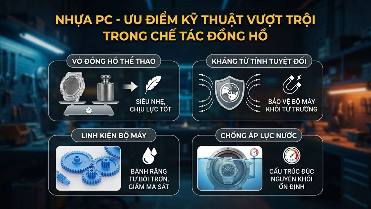 Nhựa PC trong chế t&aacute;c đồng hồ