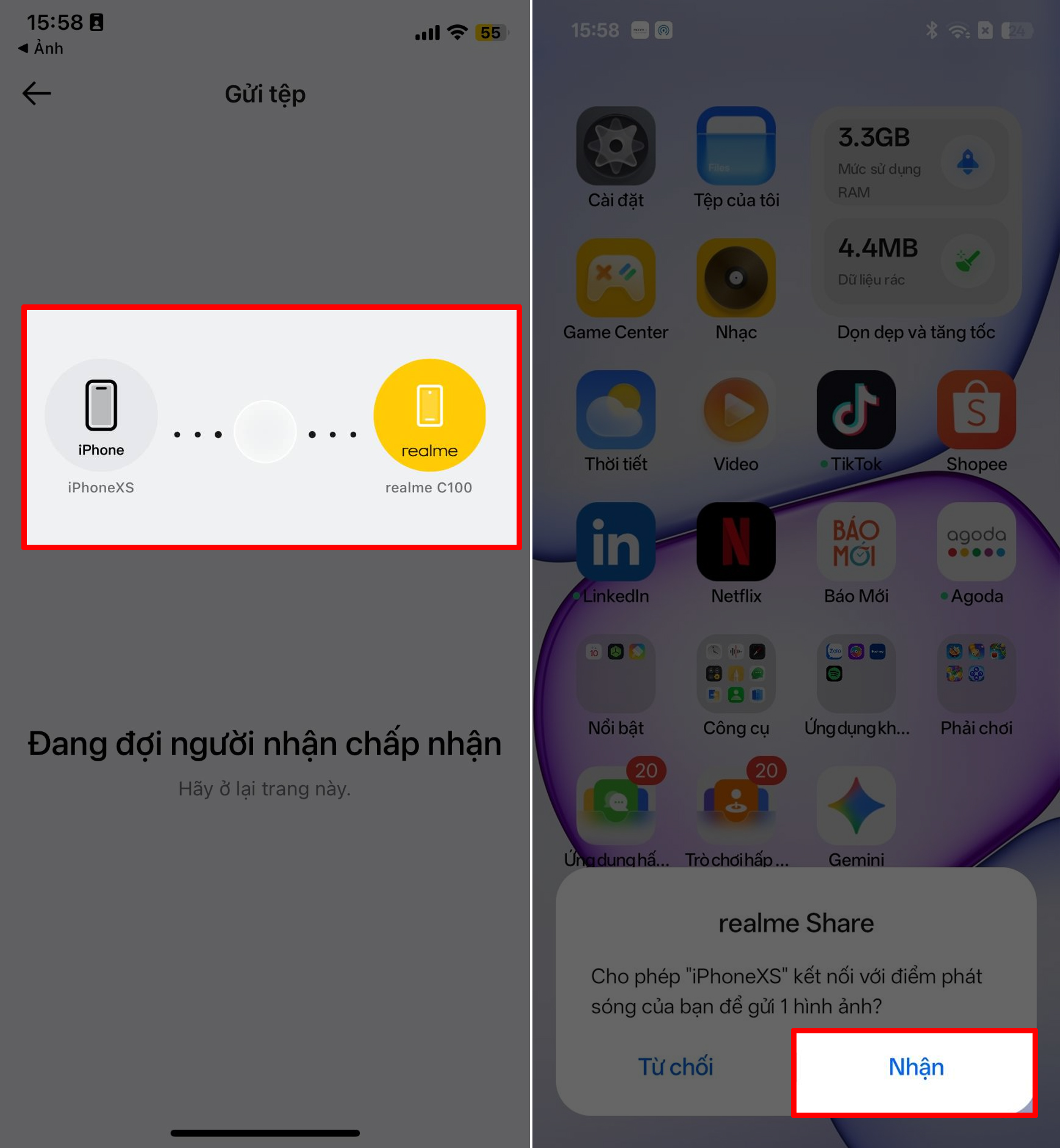 Cách chia sẻ file từ iPhone qua realme