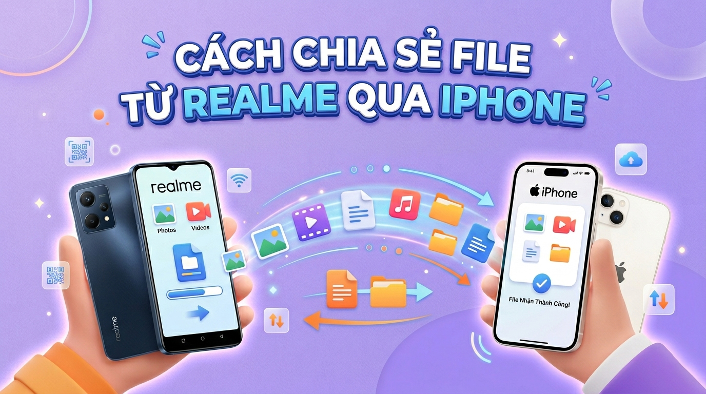 Cách chia sẻ file từ realme qua iPhone 
