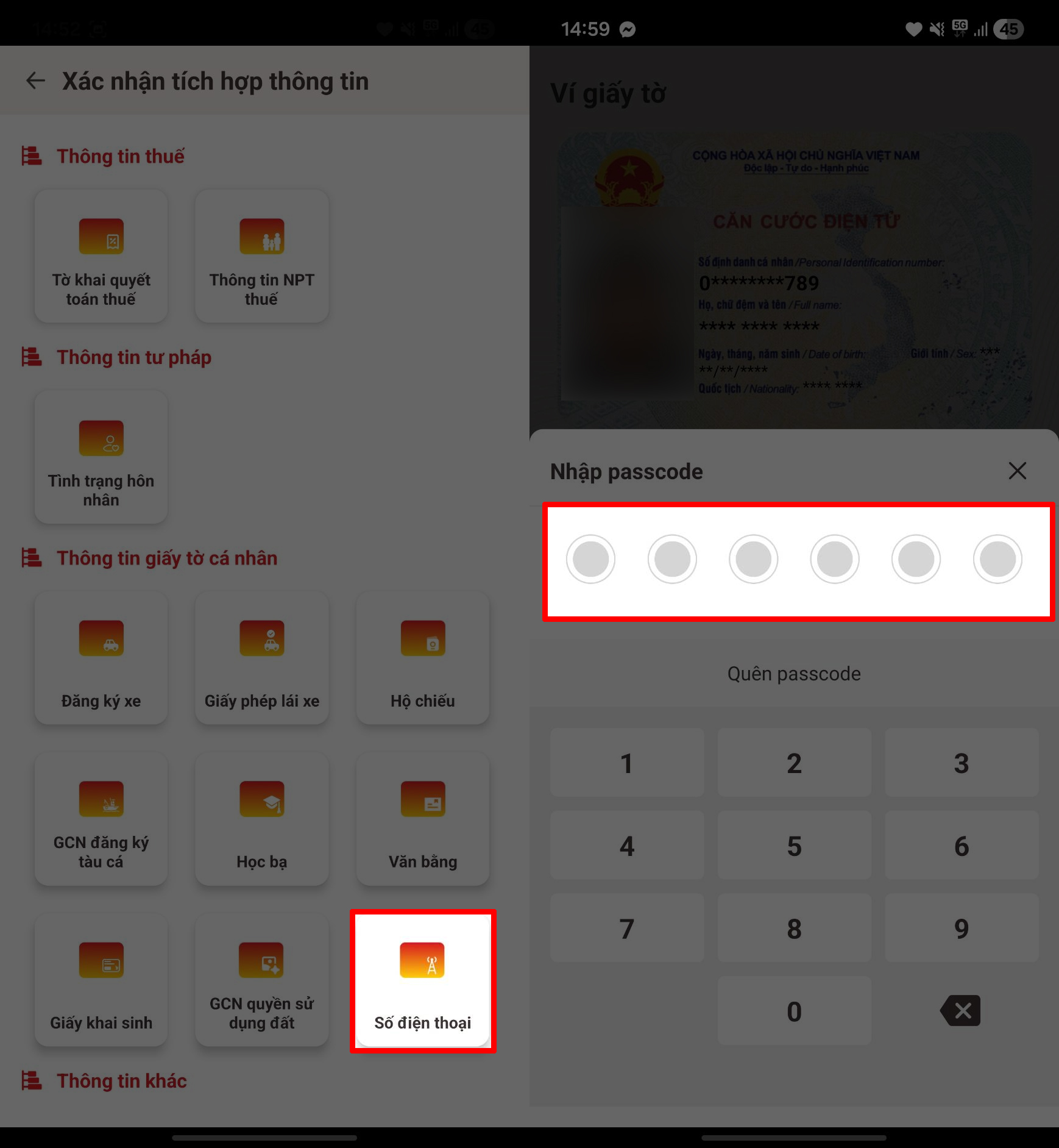 Cách xác thực SIM chính chủ trên VNeID
