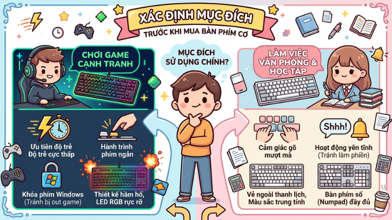 Chọn mua bàn phím cơ dựa trên nhu cầu Chọn mua bàn phím cơ dựa trên nhu cầu