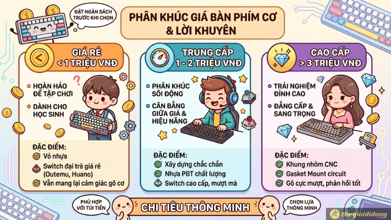 Chọn bàn phím cơ dựa trên giá Chọn bàn phím cơ dựa trên giá
