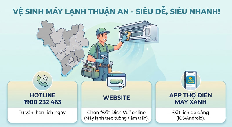 Hướng dẫn cách đặt lịch vệ sinh máy lạnh nhanh chóng tại Thuận An`