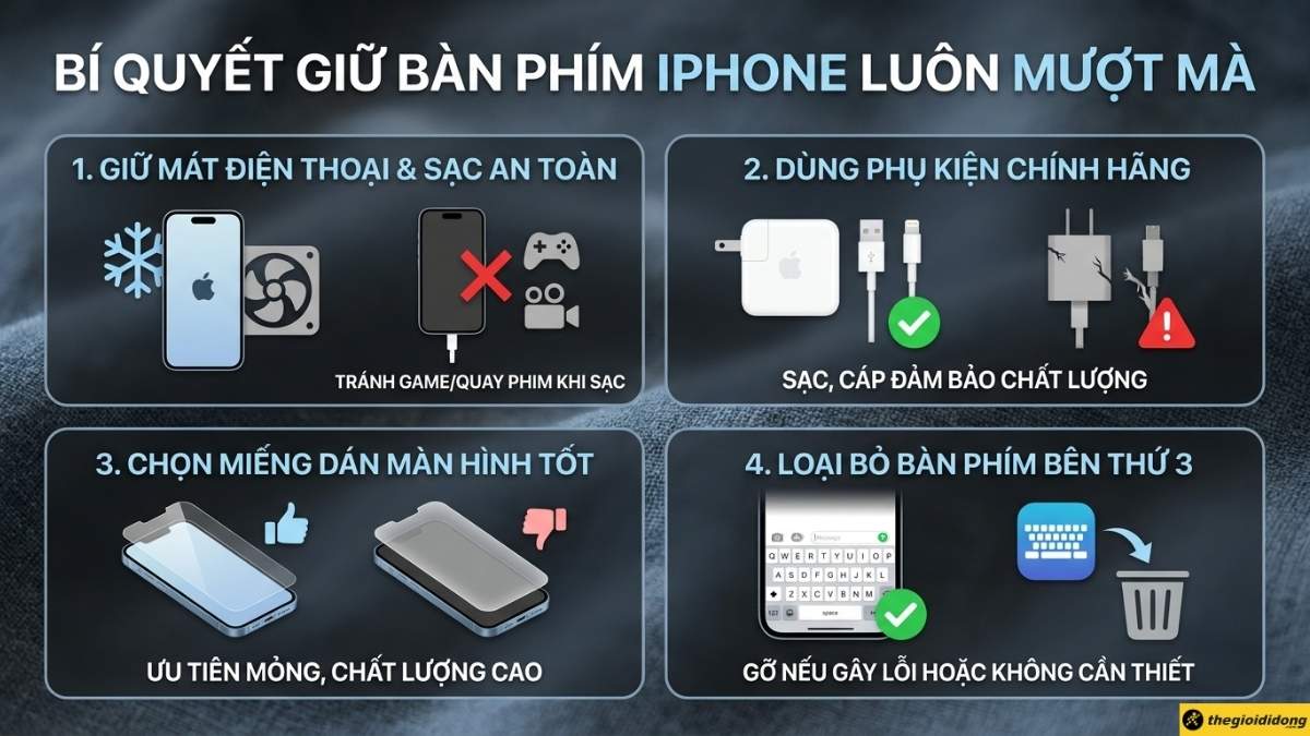Mẹo giữ b&agrave;n ph&iacute;m iPhone lu&ocirc;n mượt m&agrave;