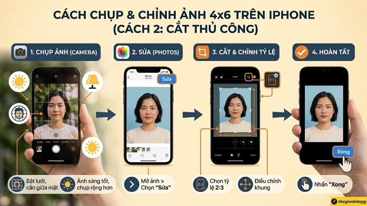 C&aacute;ch 2: Chụp bằng camera iPhone v&agrave; cắt thủ c&ocirc;ng