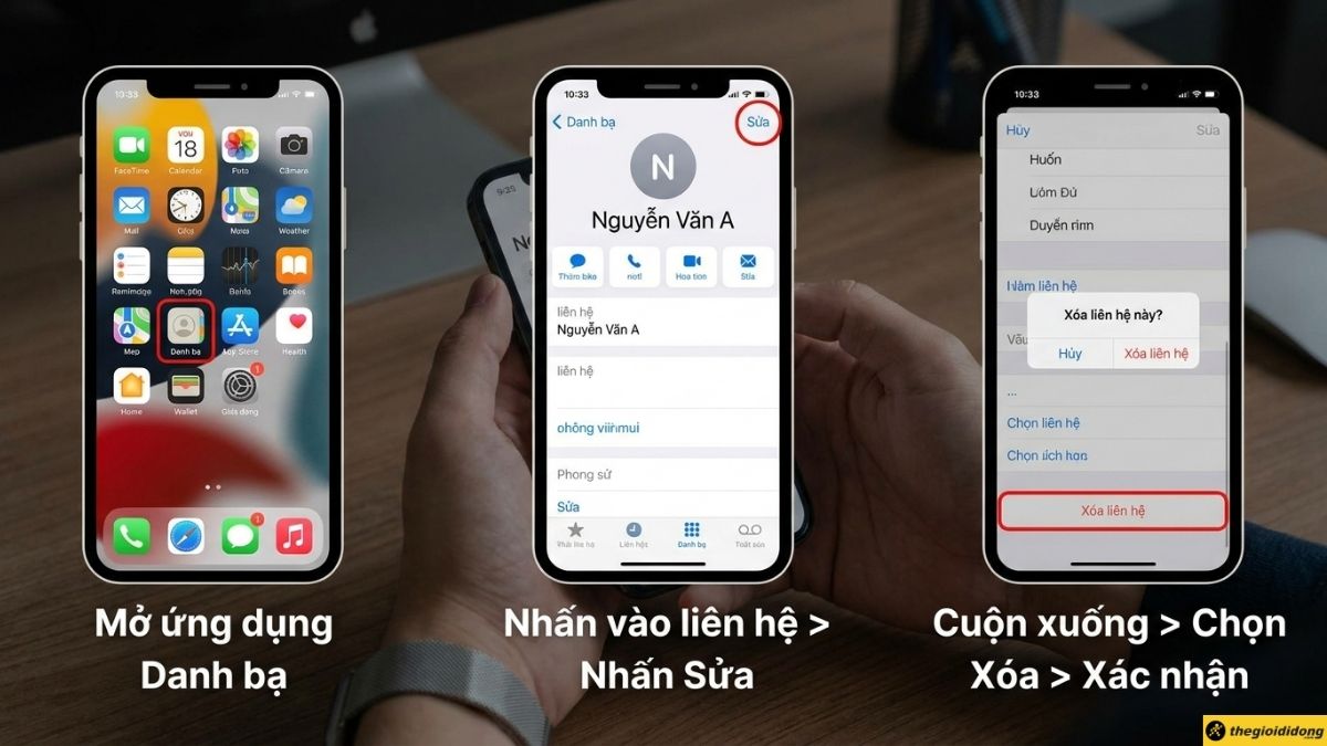 C&aacute;ch x&oacute;a 1 li&ecirc;n hệ trực tiếp tr&ecirc;n iPhone