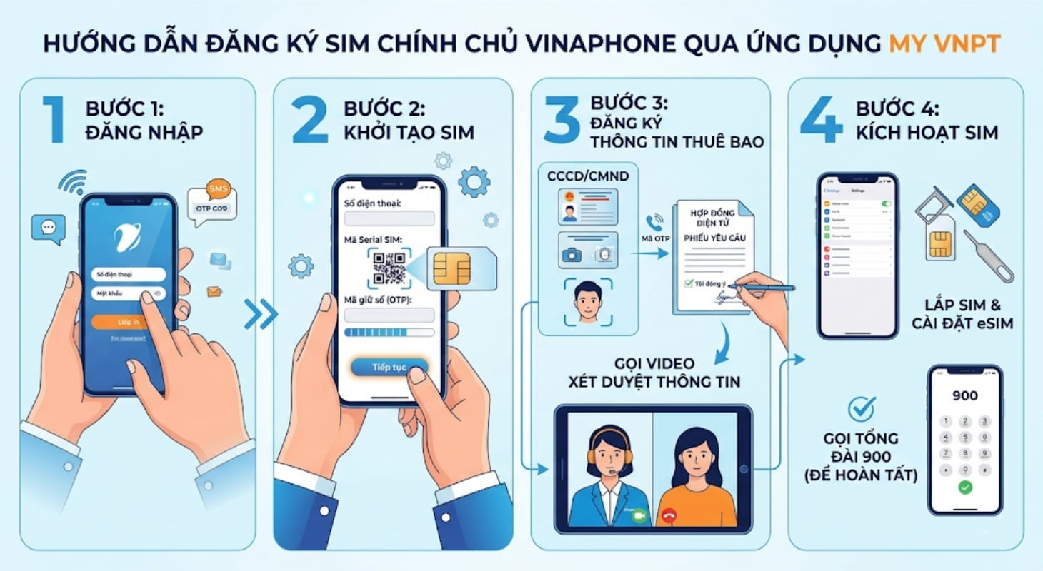 Đăng ký SIM chính chủ VinaPhone qua ứng dụng My VNPT